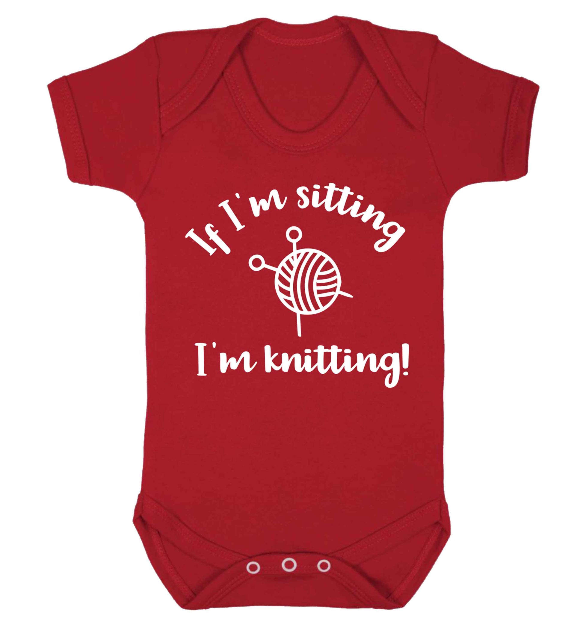 If I'm sitting I'm knitting Baby Vest red 18-24 months