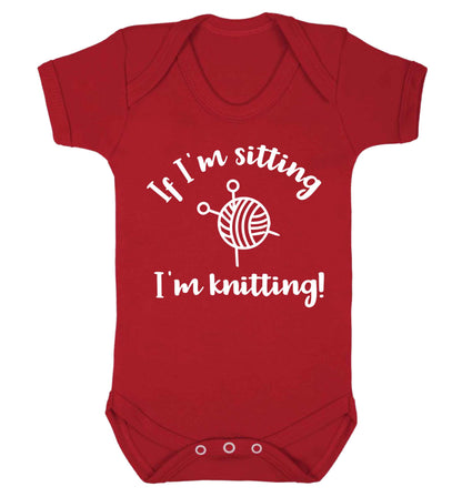 If I'm sitting I'm knitting Baby Vest red 18-24 months