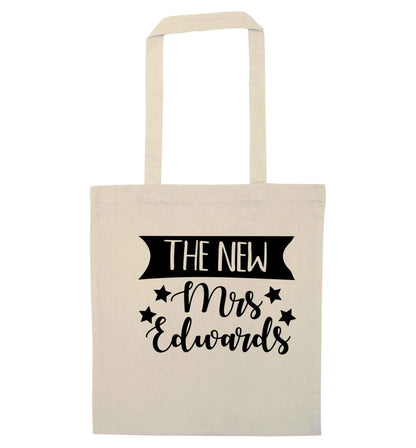 Introducing the new Mrs personalised natural tote bag