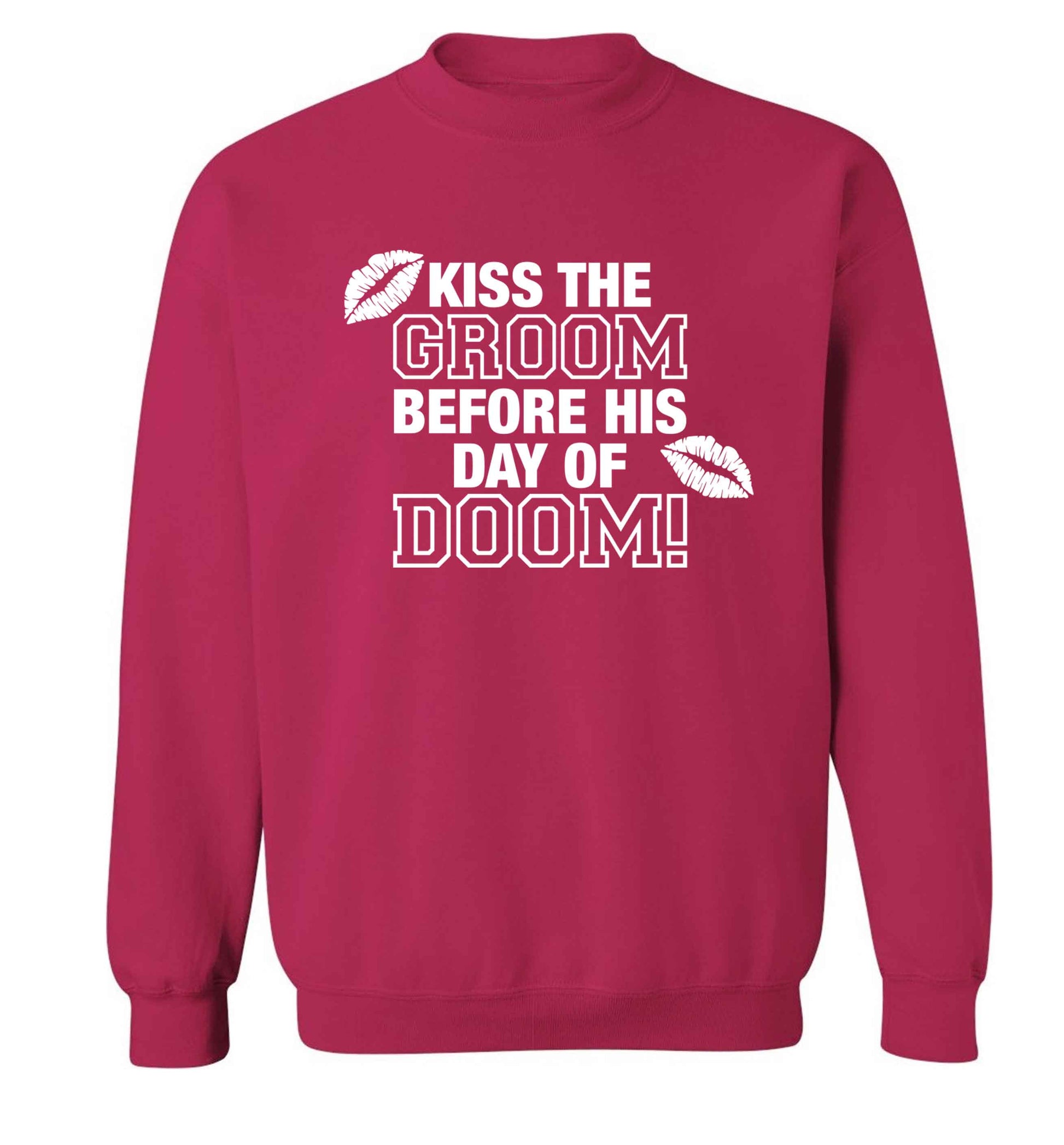 Kiss the groom before his day of doom! Adult's unisex pink Sweater 2XL
