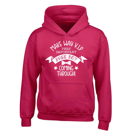 Make way V.I.P page boy coming through! children's pink hoodie 12-13 Years