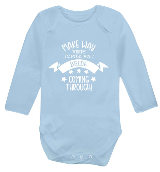 Make way V.I.P very important bride coming through! Baby Vest long sleeved pale blue 6-12 months