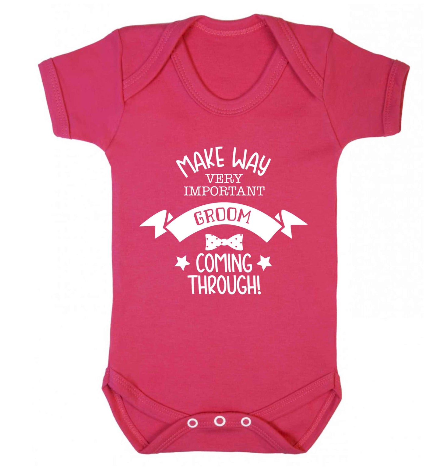Make way very important groom coming through Baby Vest dark pink 18-24 months