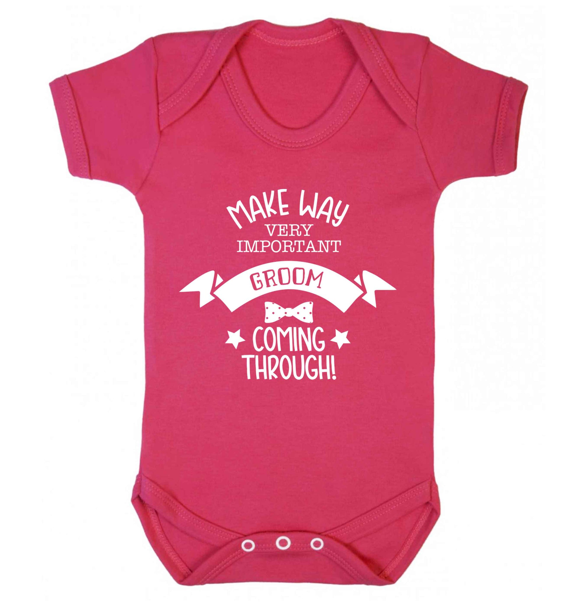 Make way very important groom coming through Baby Vest dark pink 18-24 months