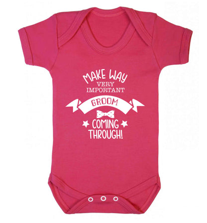 Make way very important groom coming through Baby Vest dark pink 18-24 months