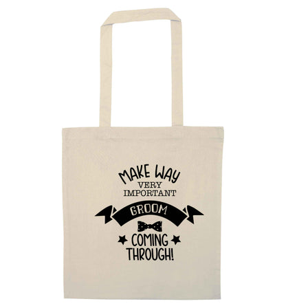 Make way very important groom coming through natural tote bag