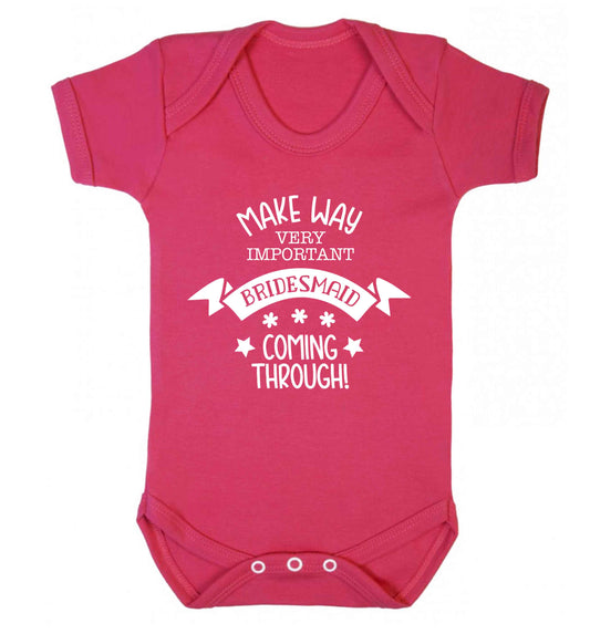 Make way very important bridesmaid coming through Baby Vest dark pink 18-24 months