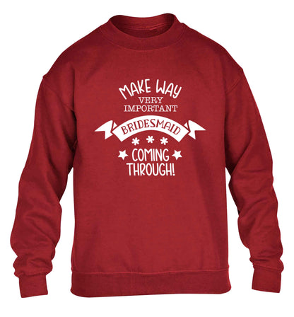 Make way very important bridesmaid coming through children's grey sweater 12-13 Years
