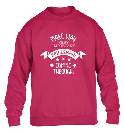 Make way very important bridesmaid coming through children's pink sweater 12-13 Years