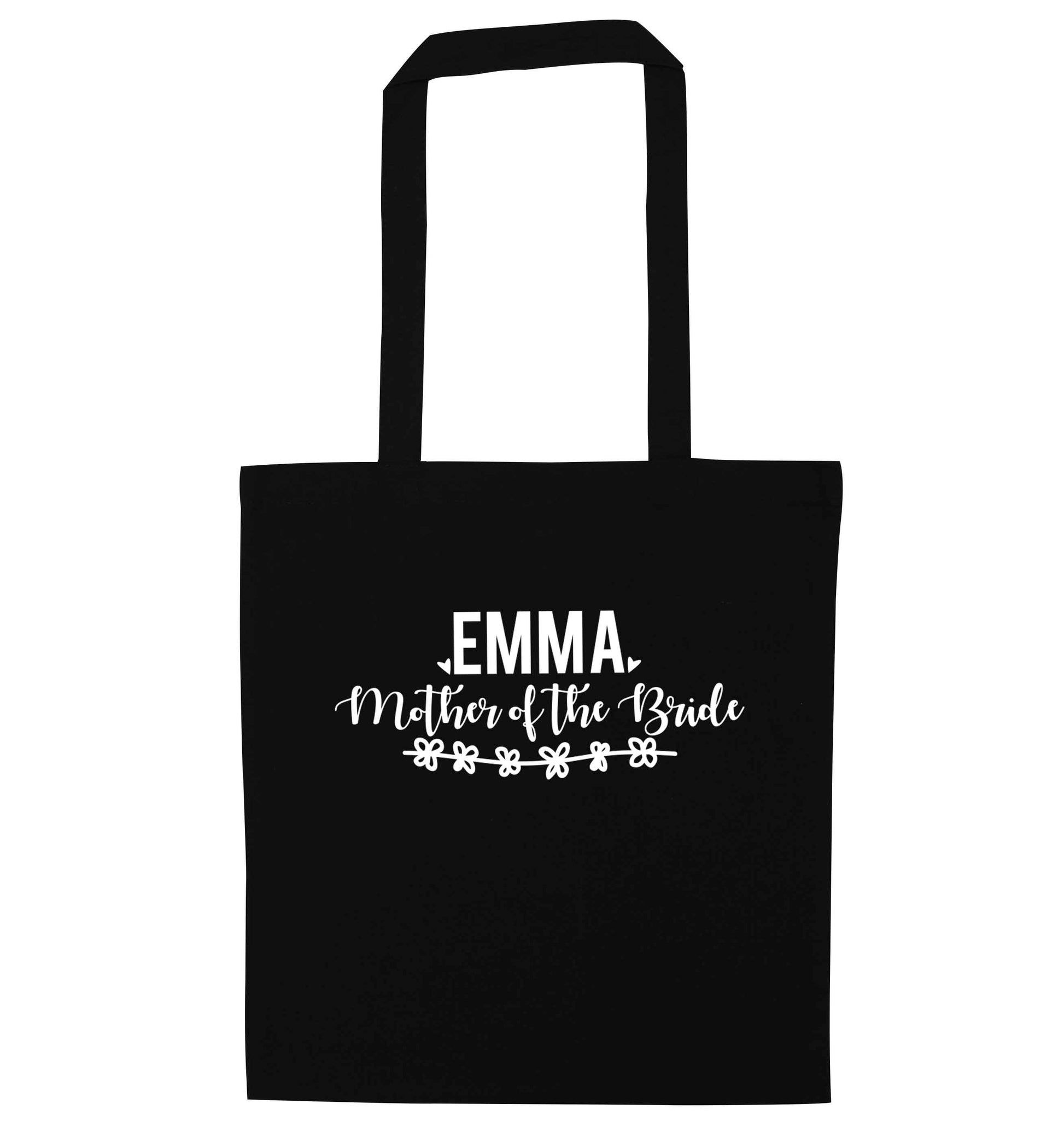 Personalised mother of the bride black tote bag