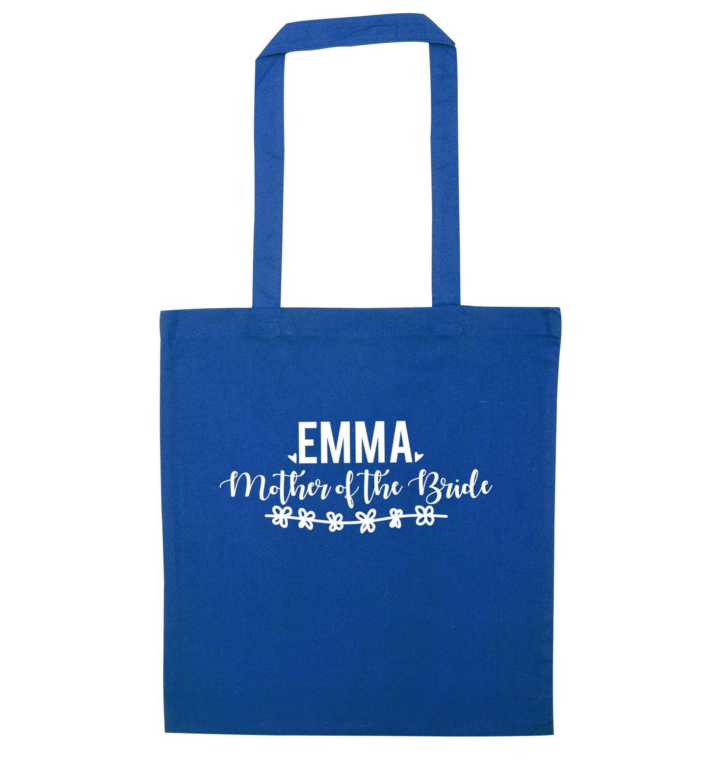 Personalised mother of the bride blue tote bag