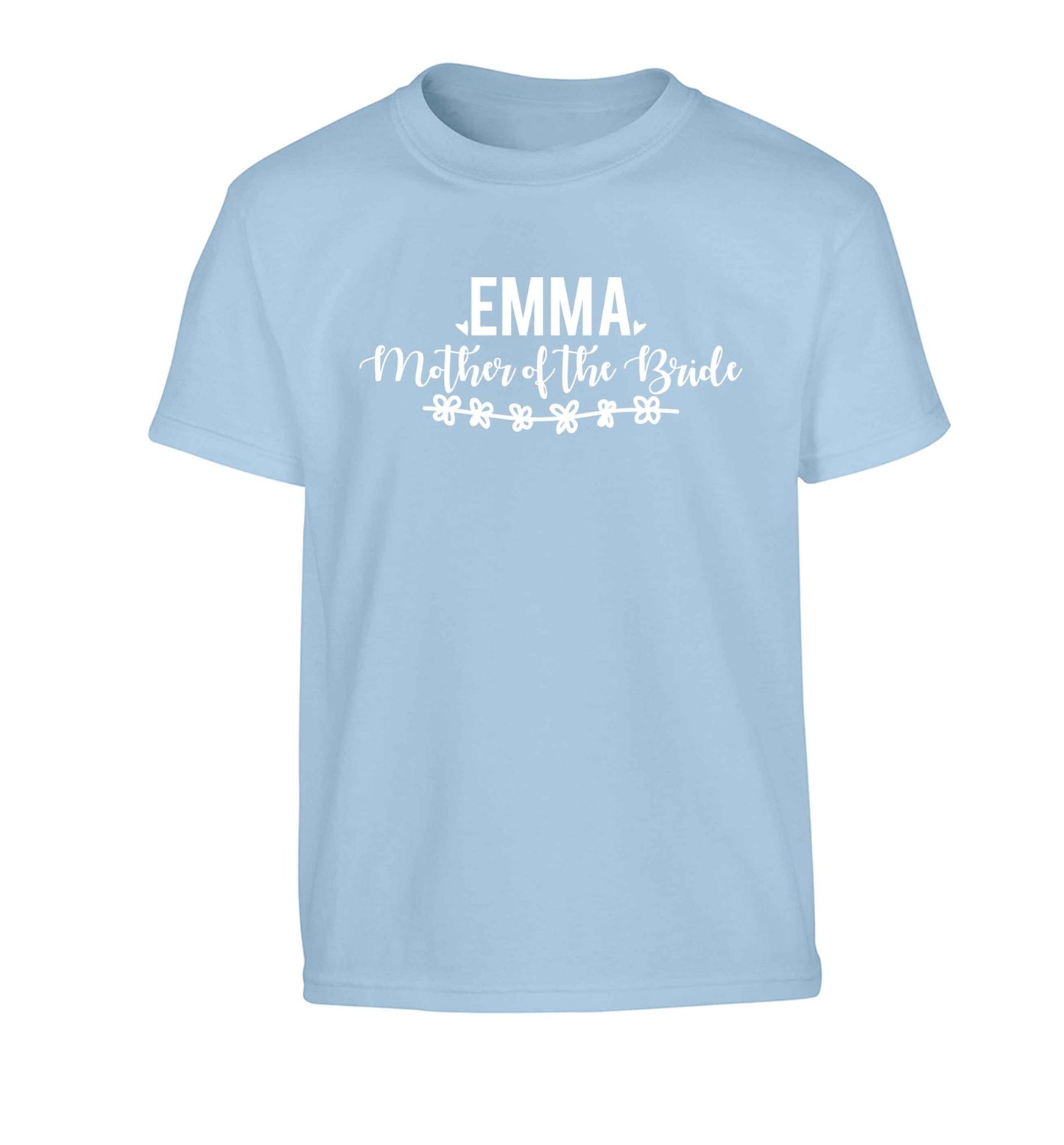 Personalised mother of the bride Children's light blue Tshirt 12-13 Years