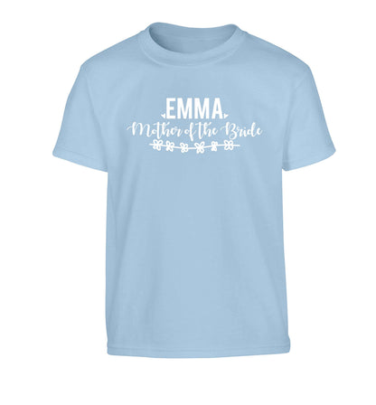 Personalised mother of the bride Children's light blue Tshirt 12-13 Years