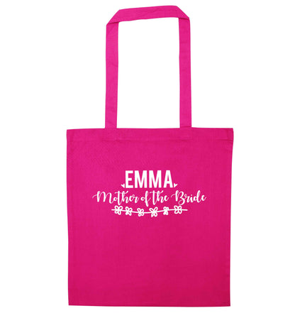 Personalised mother of the bride pink tote bag