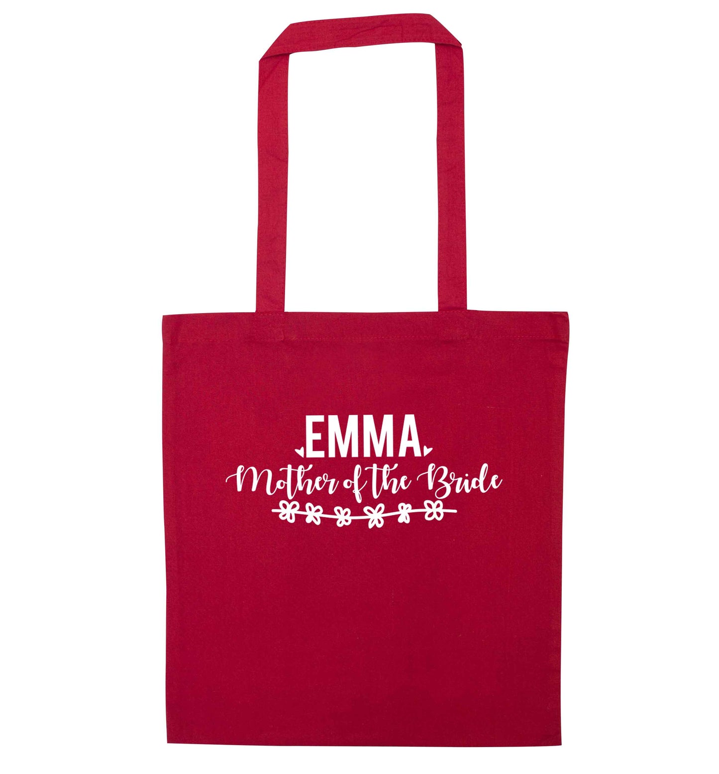 Personalised mother of the bride red tote bag