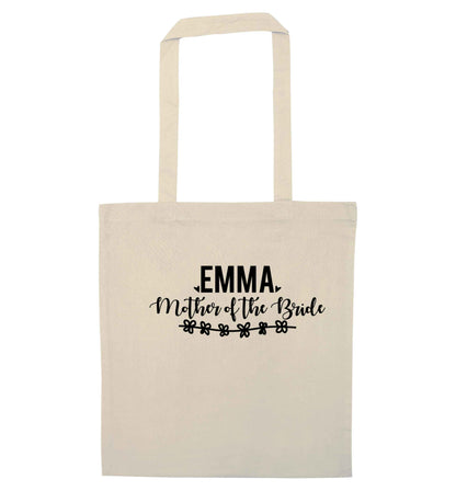 Personalised mother of the bride natural tote bag
