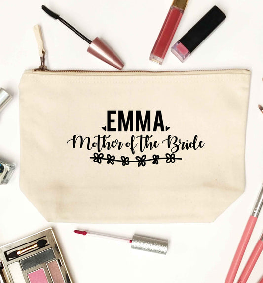 Personalised mother of the bride natural makeup bag
