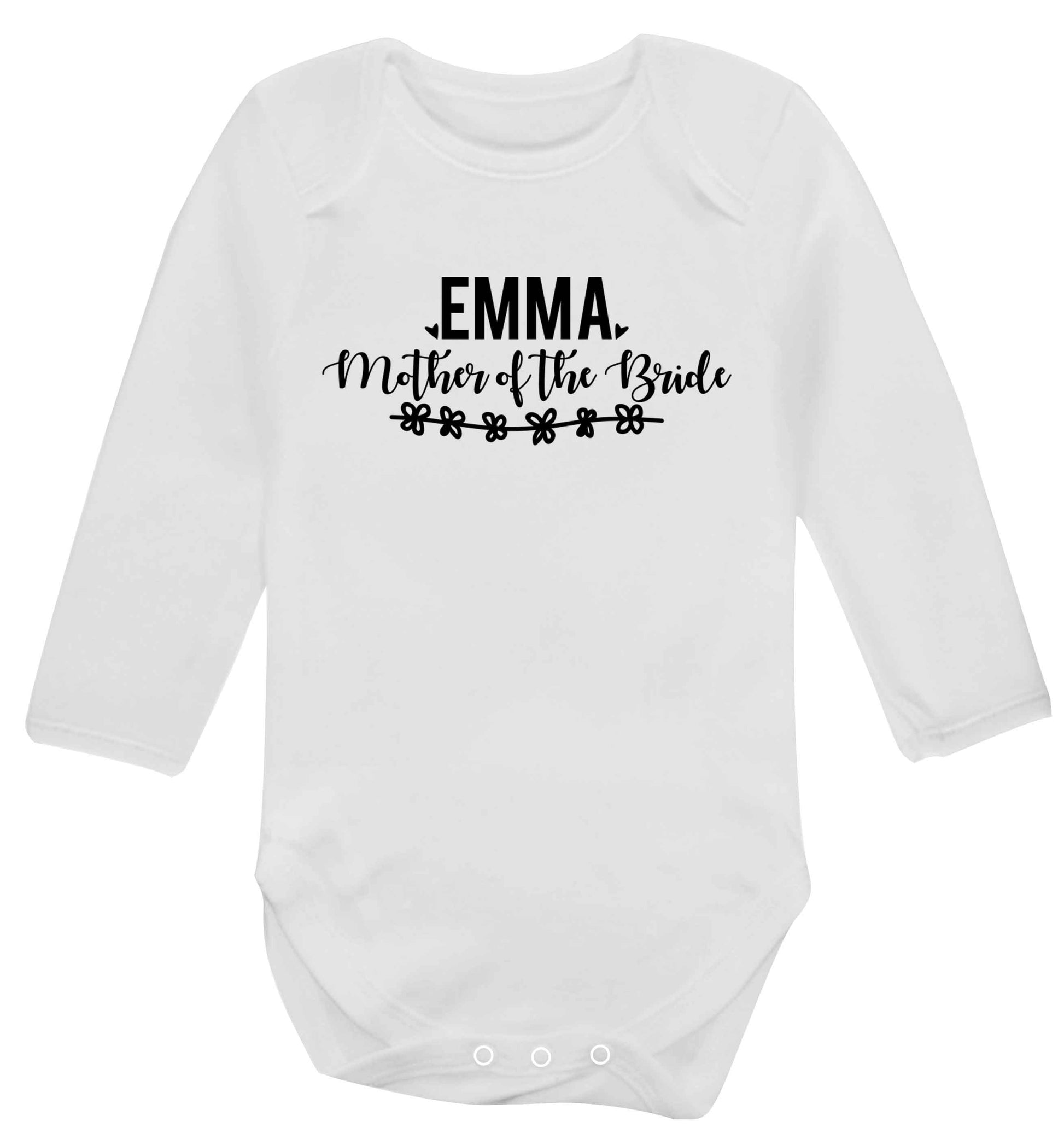 Personalised mother of the bride Baby Vest long sleeved white 6-12 months