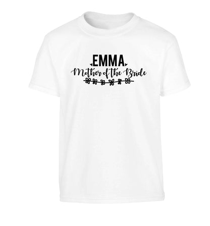 Personalised mother of the bride Children's white Tshirt 12-13 Years