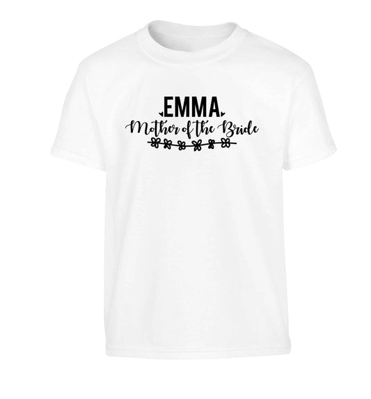 Personalised mother of the bride Children's white Tshirt 12-13 Years