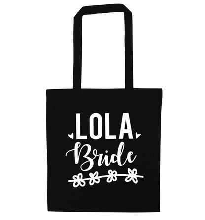 Personalised bride black tote bag