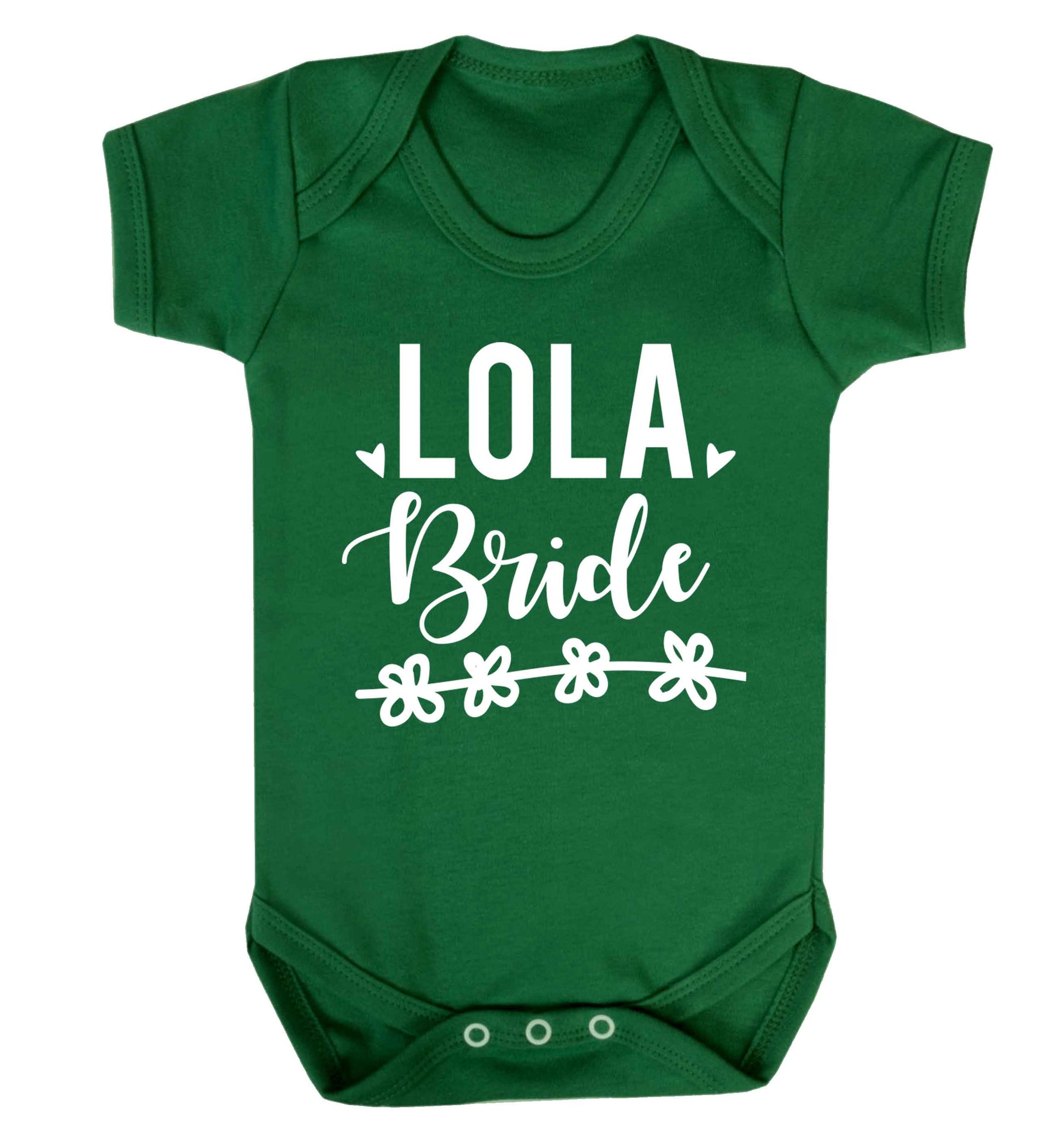 Personalised bride Baby Vest green 18-24 months