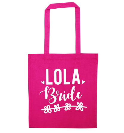Personalised bride pink tote bag