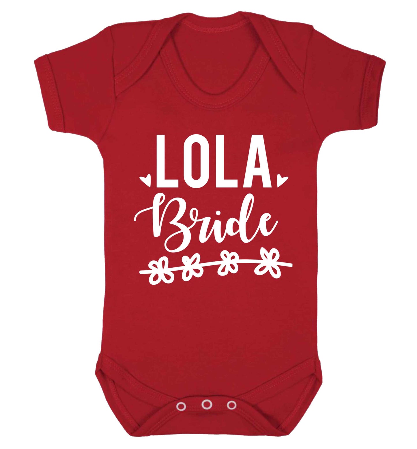 Personalised bride Baby Vest red 18-24 months