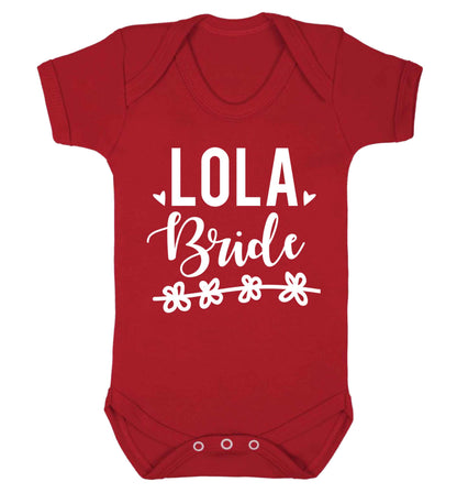 Personalised bride Baby Vest red 18-24 months