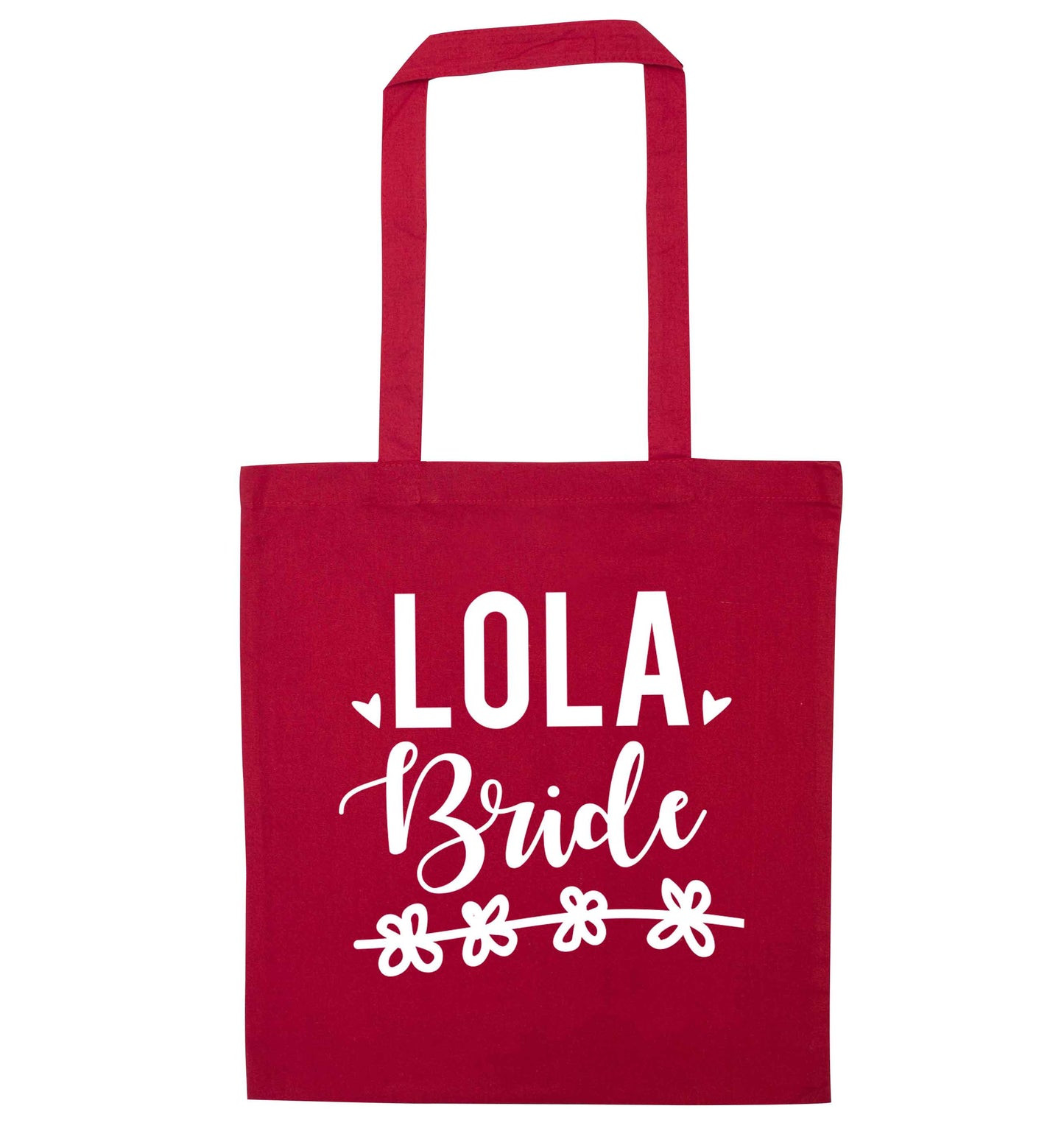 Personalised bride red tote bag