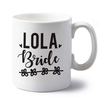 Personalised bride left handed white ceramic mug 