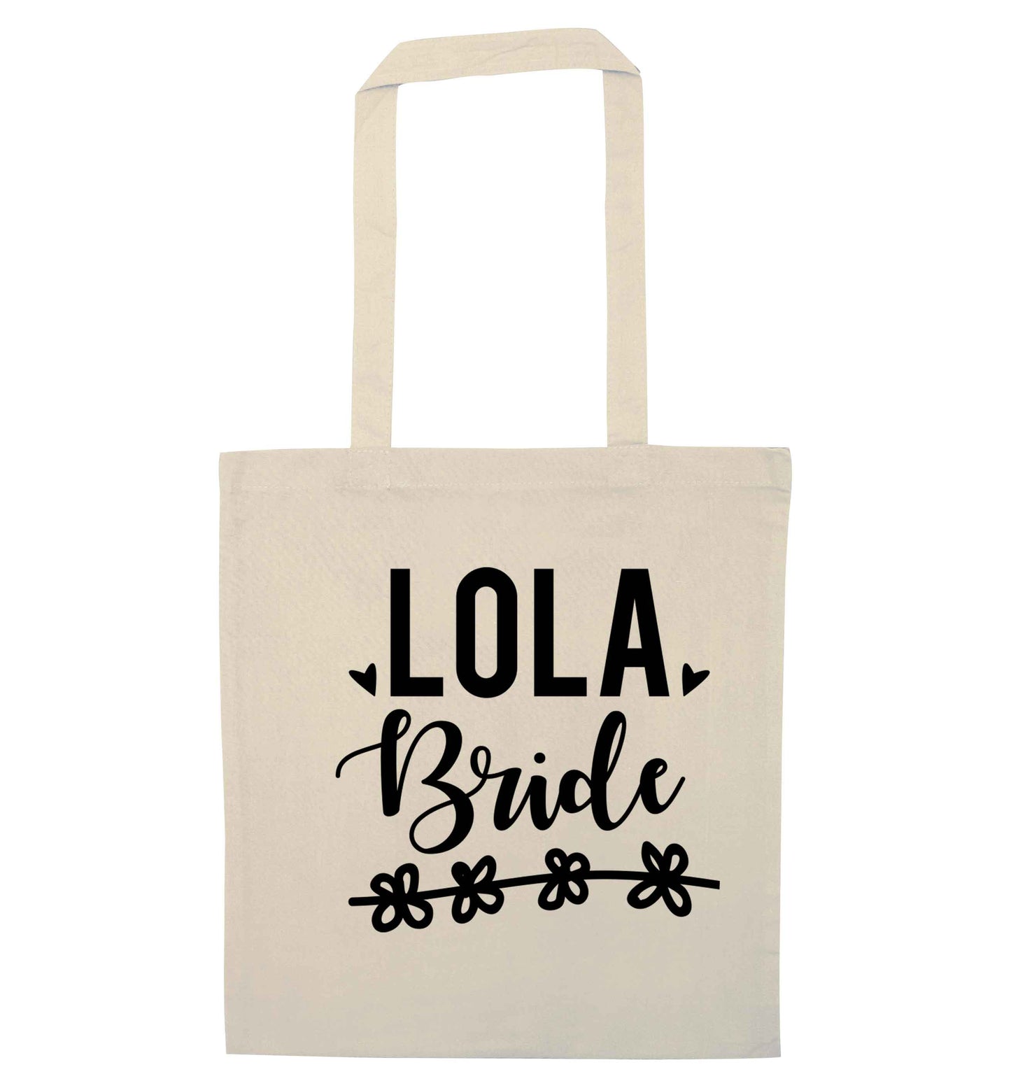 Personalised bride natural tote bag