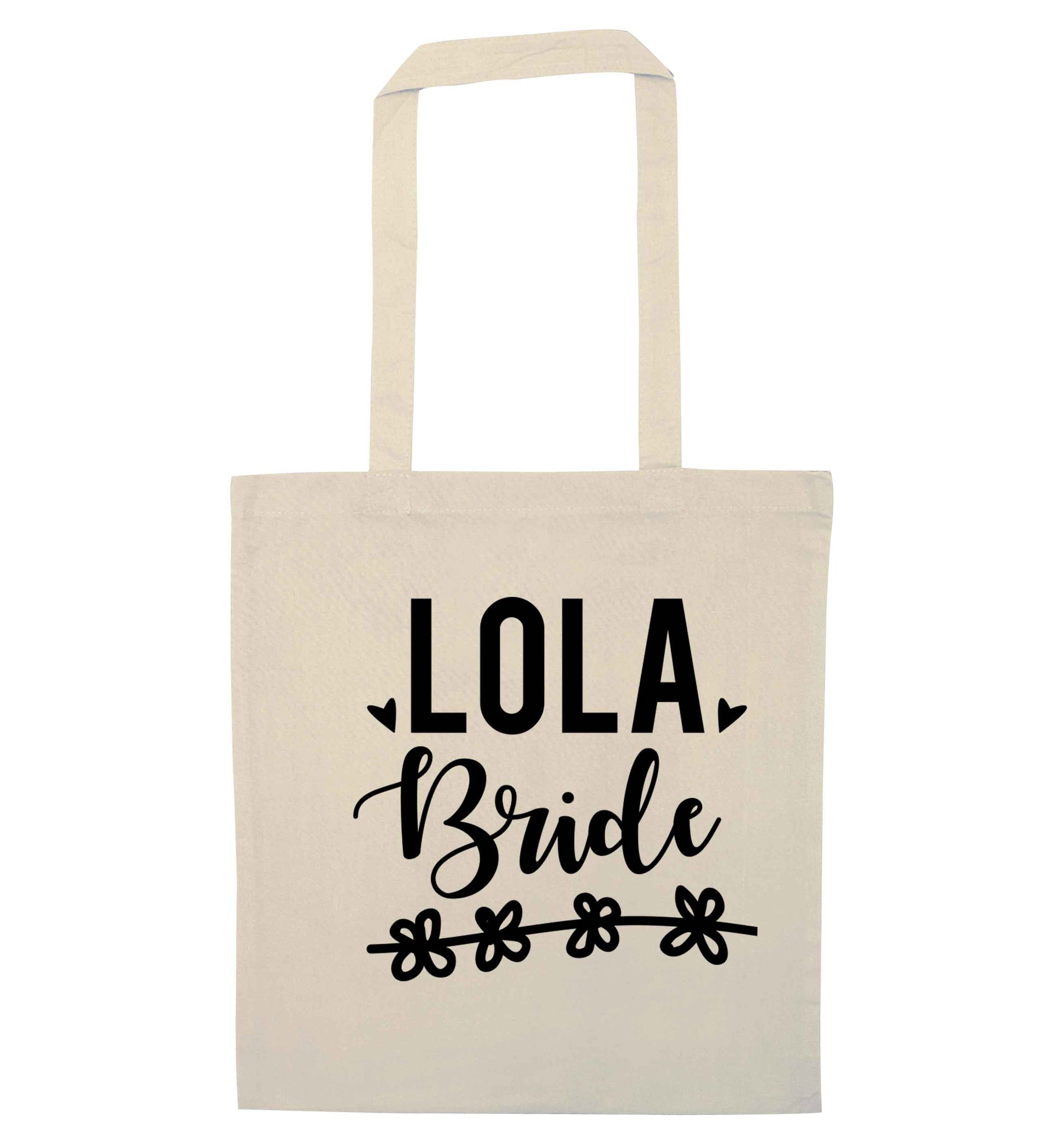 Personalised bride natural tote bag