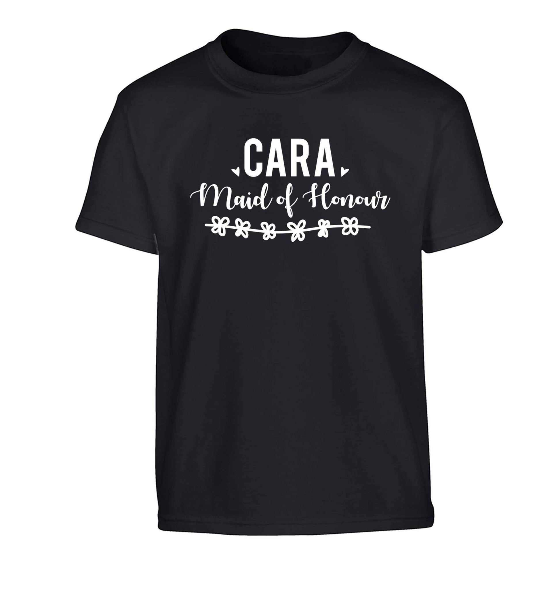 Personalised maid of honour Children's black Tshirt 12-13 Years
