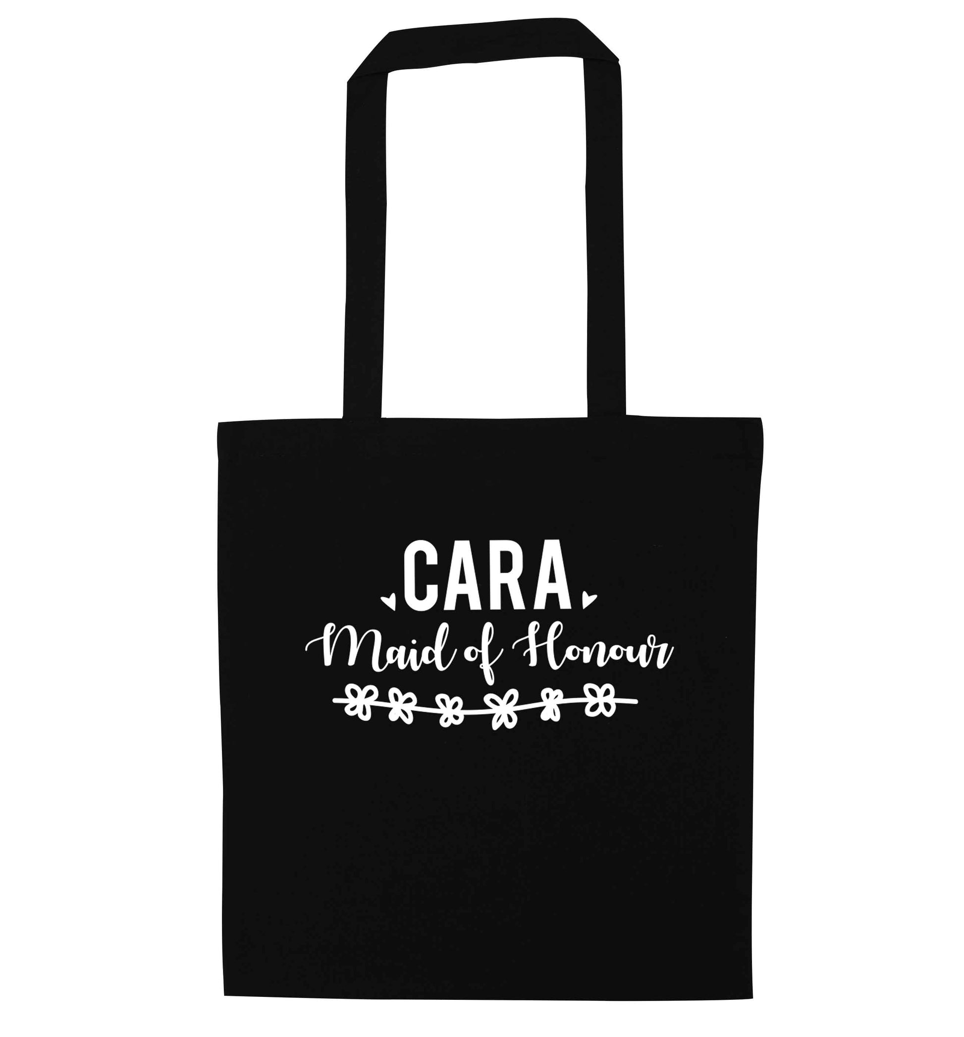 Personalised maid of honour black tote bag