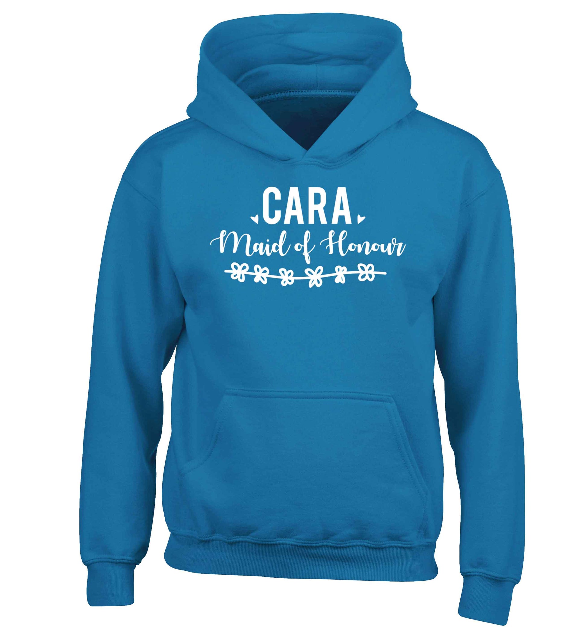 Personalised maid of honour children's blue hoodie 12-13 Years