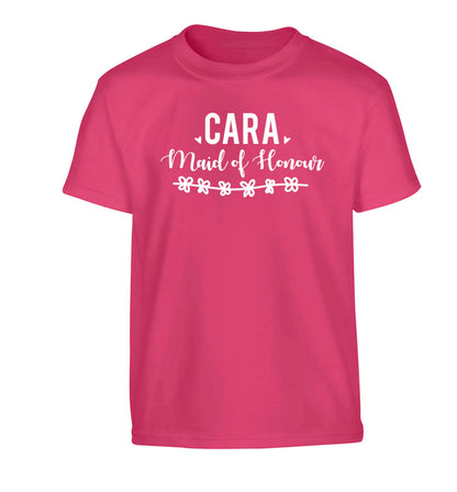 Personalised maid of honour Children's pink Tshirt 12-13 Years