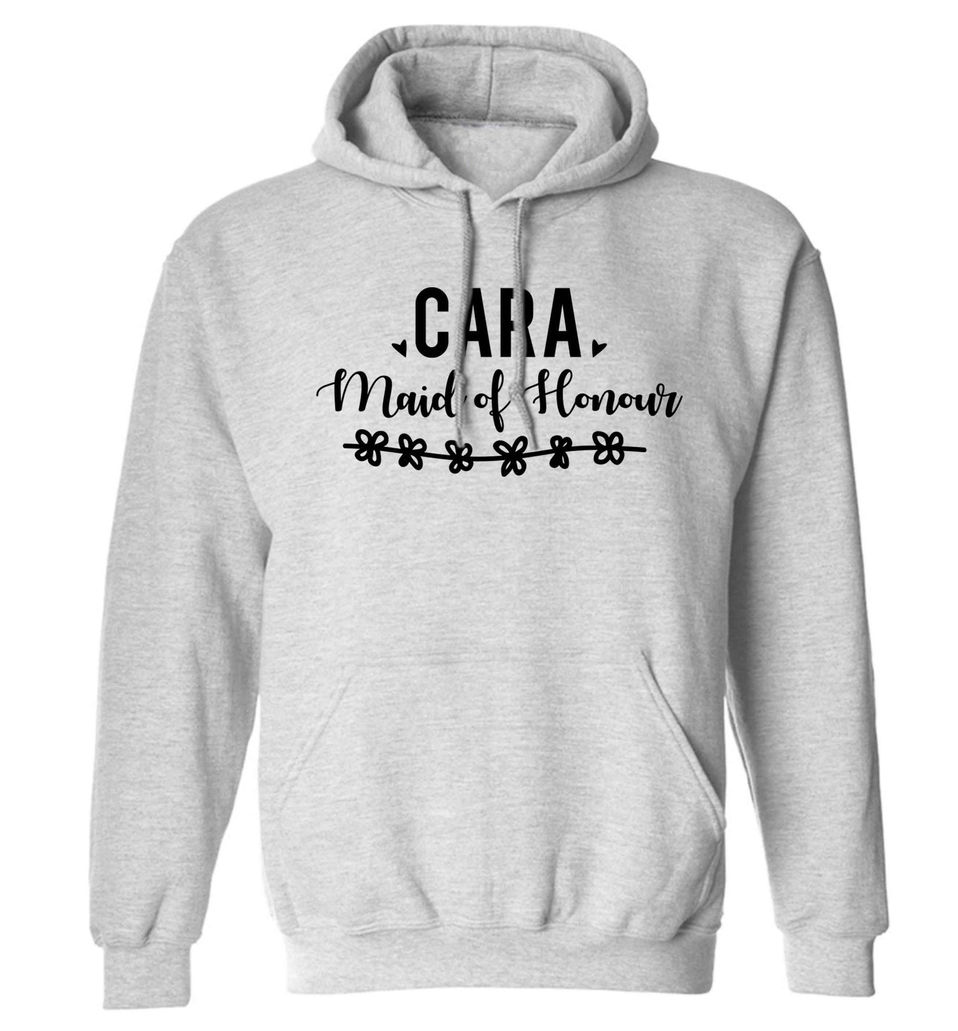 Personalised maid of honour adults unisex grey hoodie 2XL