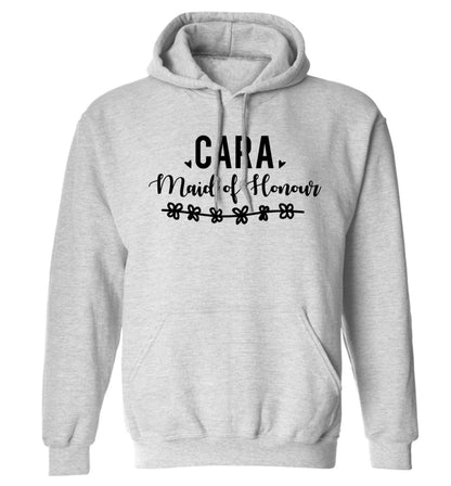 Personalised maid of honour adults unisex grey hoodie 2XL