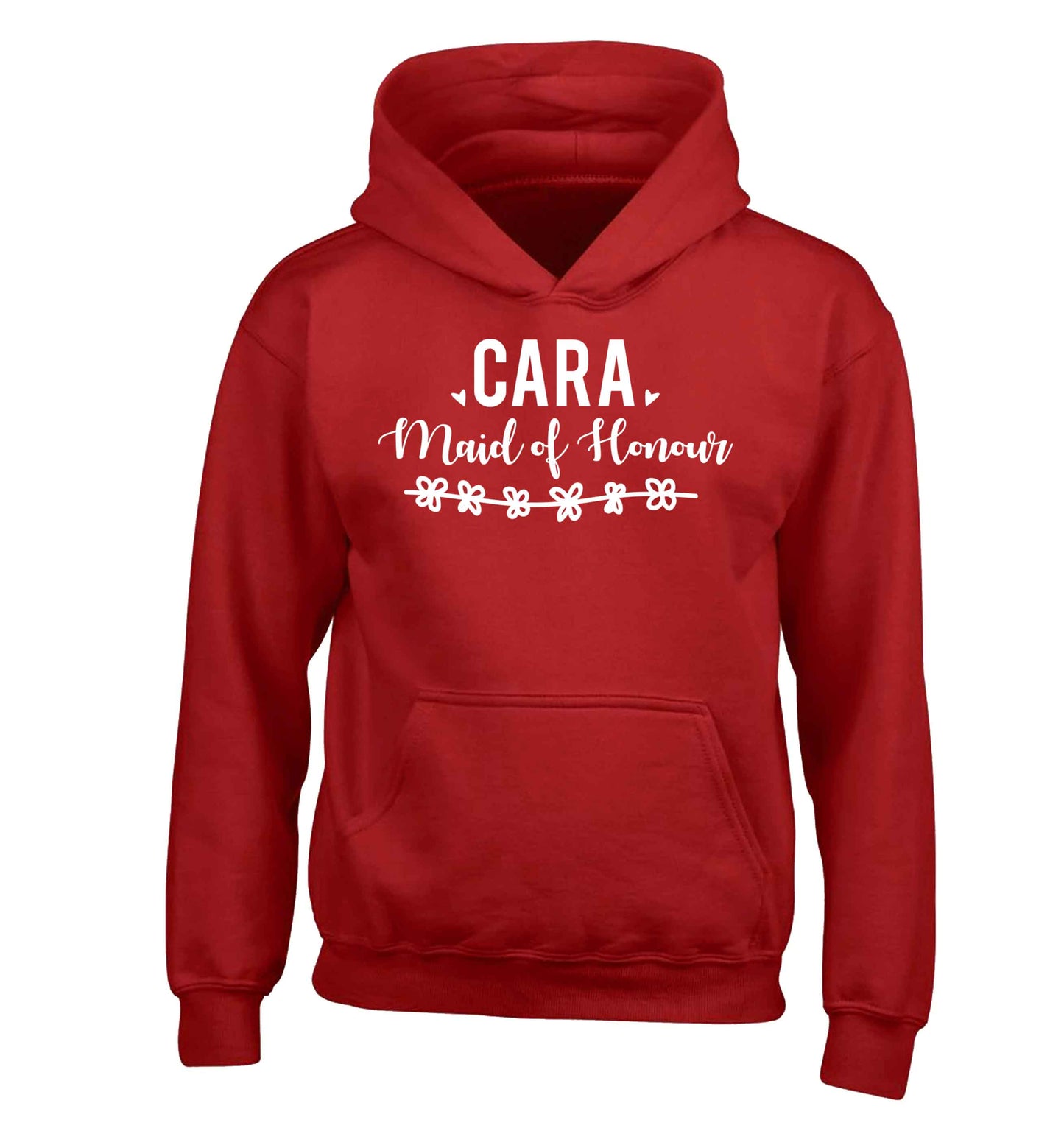 Personalised maid of honour children's red hoodie 12-13 Years