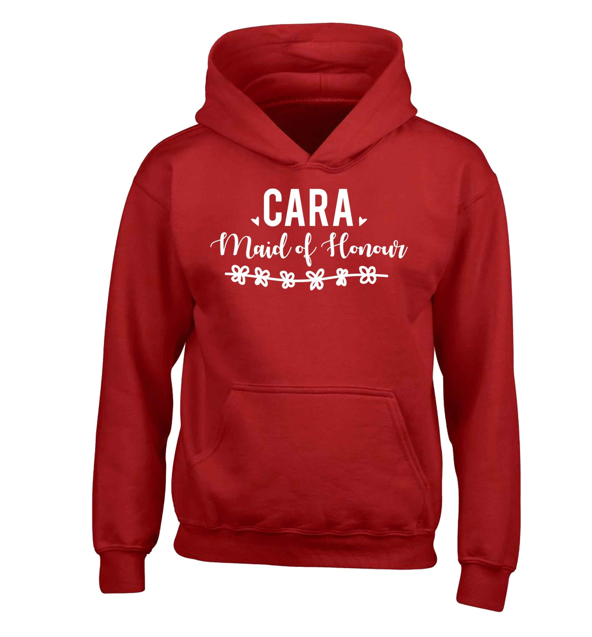 Personalised maid of honour children's red hoodie 12-13 Years