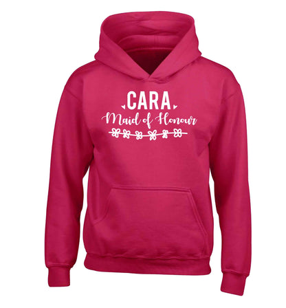 Personalised maid of honour children's pink hoodie 12-13 Years