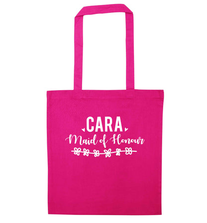 Personalised maid of honour pink tote bag