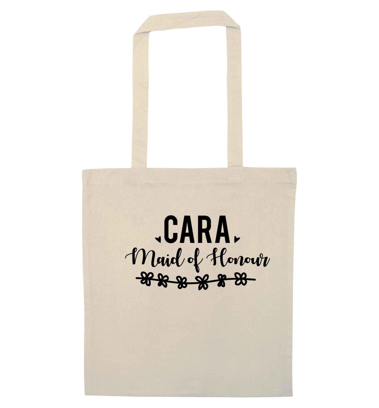 Personalised maid of honour natural tote bag
