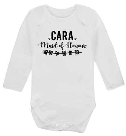 Personalised maid of honour Baby Vest long sleeved white 6-12 months