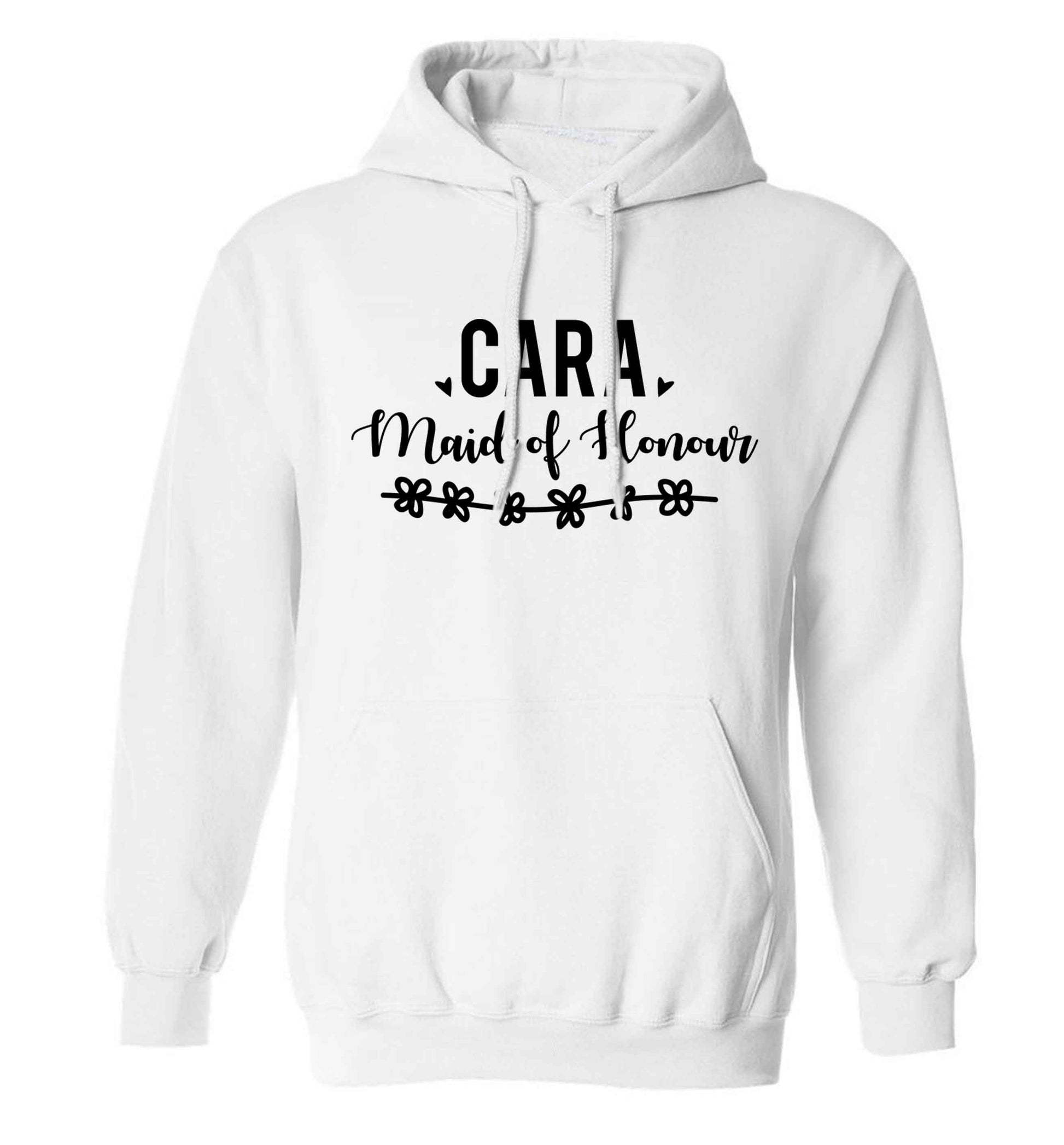 Personalised maid of honour adults unisex white hoodie 2XL