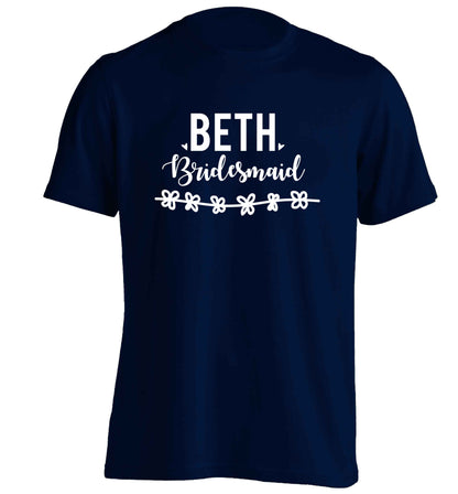 Personalised bridesmaid adults unisex navy Tshirt 2XL