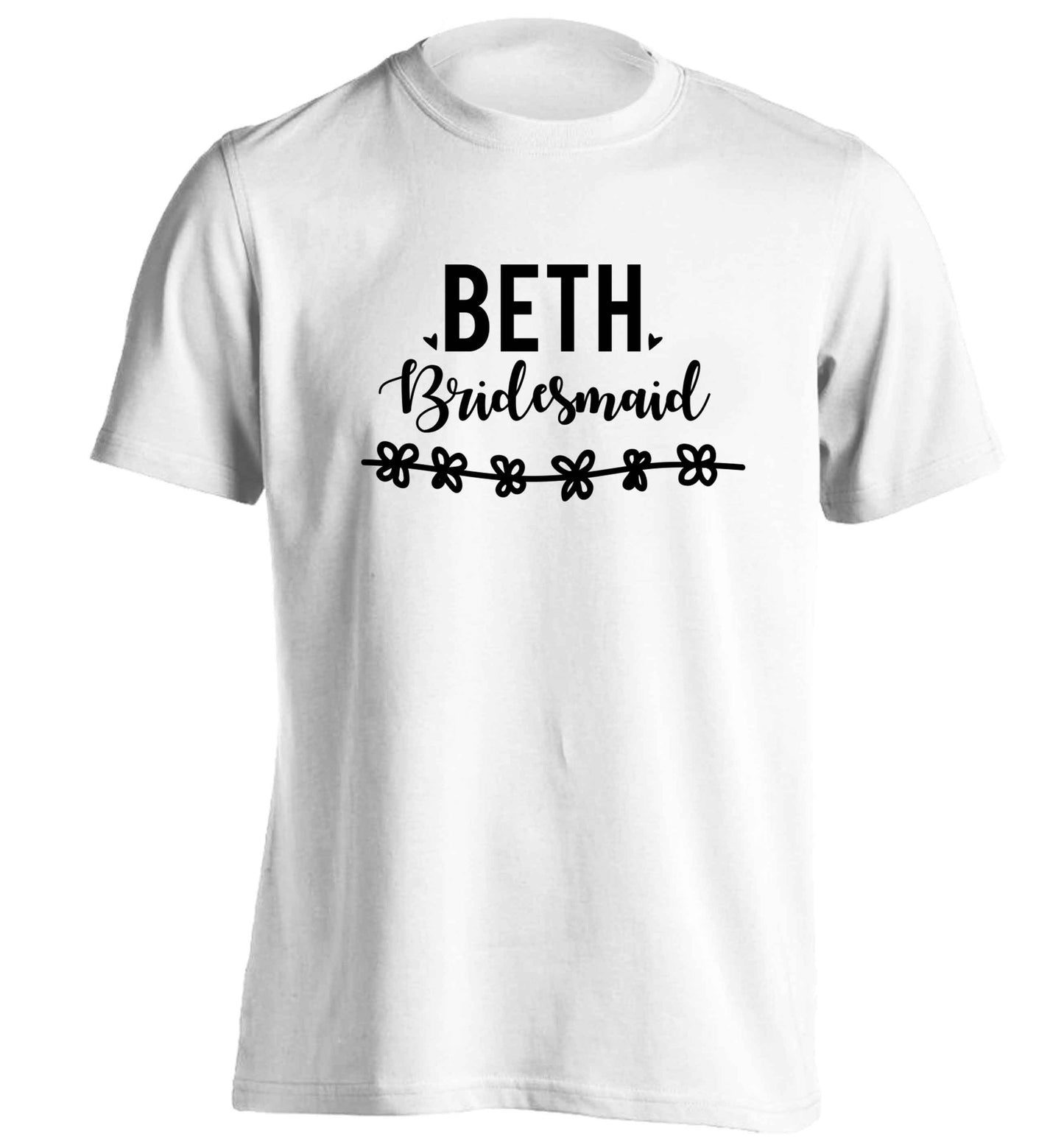 Personalised bridesmaid adults unisex white Tshirt 2XL