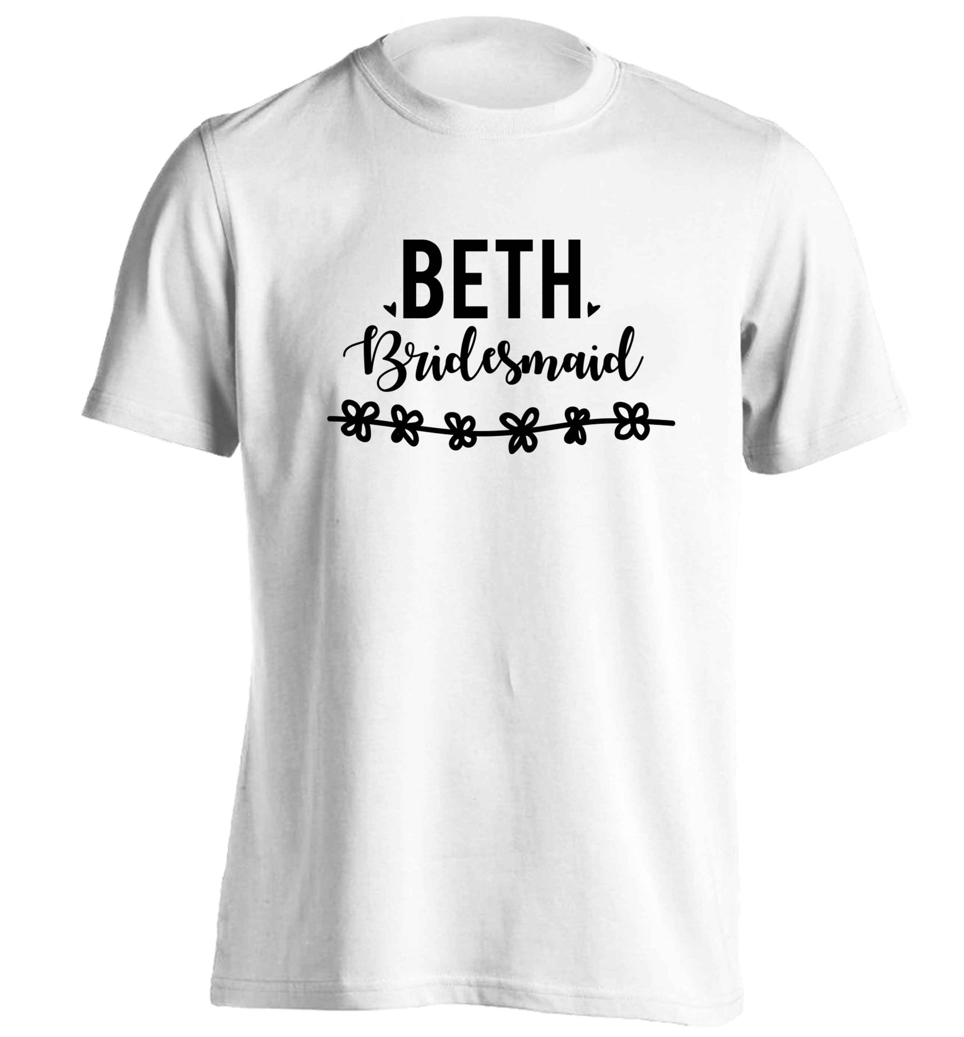 Personalised bridesmaid adults unisex white Tshirt 2XL
