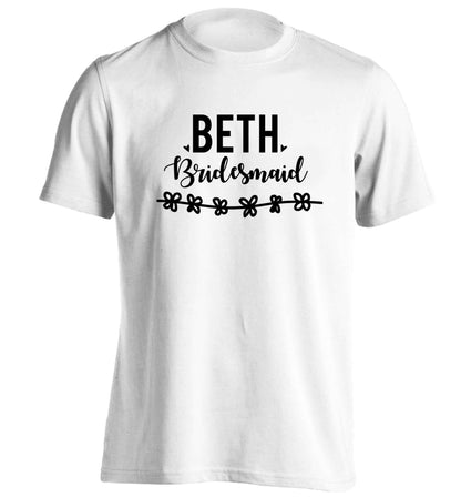 Personalised bridesmaid adults unisex white Tshirt 2XL